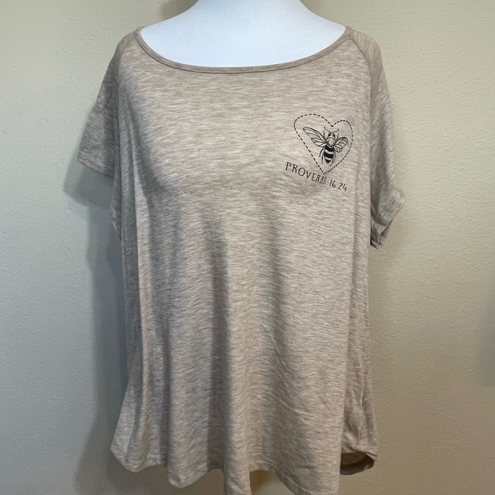 Amana Light Brown Inspirational Graphic tunic Tee Large